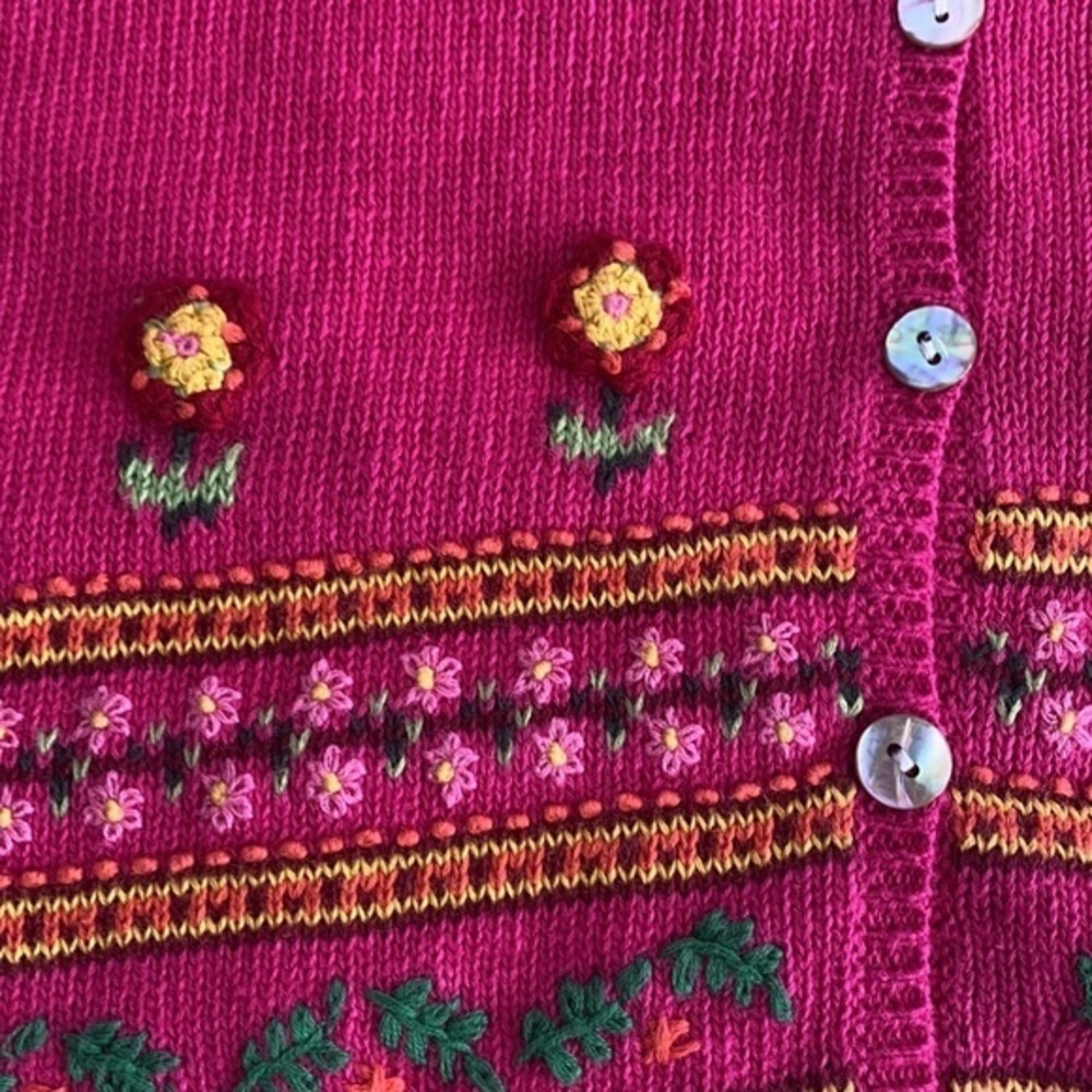Sarah Spencer Pink Floral Embroidered Open Front Button Cardigan Large - Picture 6 of 10
